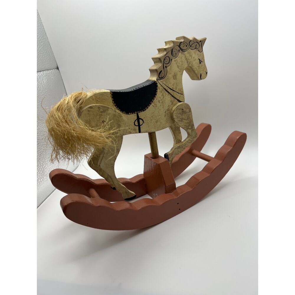Vtg Handmade Wooden Unicorn Rocking Horse Moving Legs - Picture 7 of 8